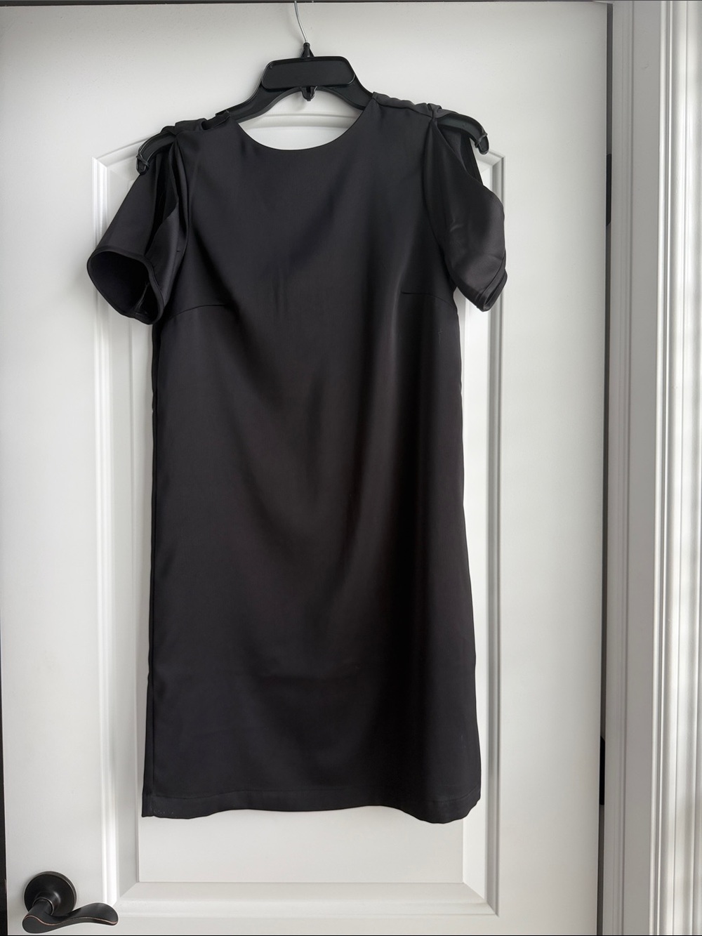 H&M Black Short Sleeve Shift Dress with Shoulder Tie Detail